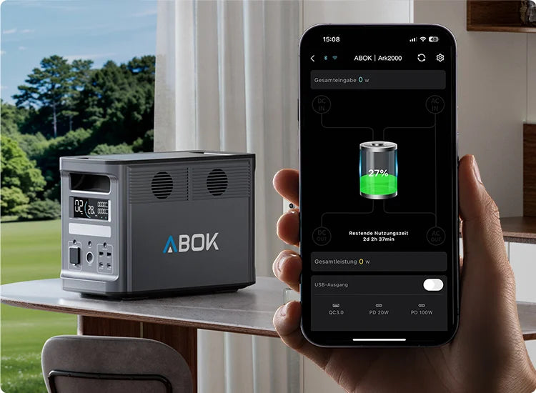 ABOK Ark2000 monitored from a smartphone through the ABOK app in a mobile scene