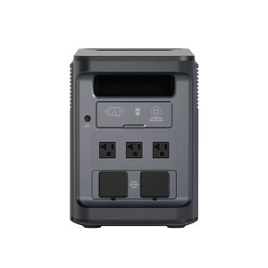 ABOK Ark2000 rear view showing three US AC outlets, overload protection and two extra battery ports