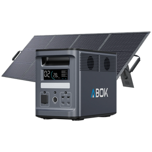 ABOK Ark2000 portable power station paired with a foldable 200W solar panel