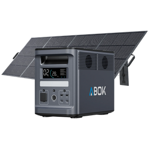 ABOK Ark2000 portable power station paired with a foldable 400W solar panel