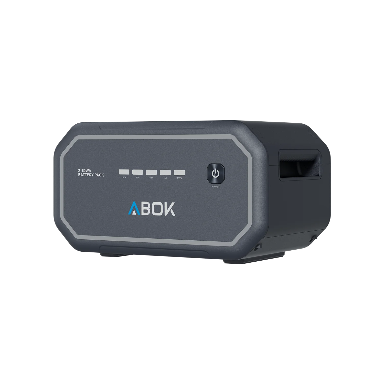 ABOK Ark2500 angled product render of the 2160Wh extra battery showing its recessed side handle
