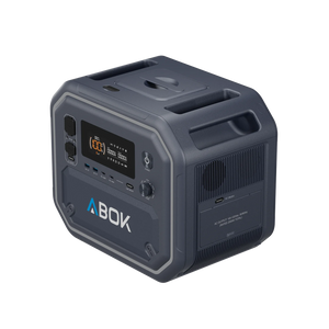 ABOK Ark2500 top three-quarter view of the portable power station with display, ports and side AC outlets