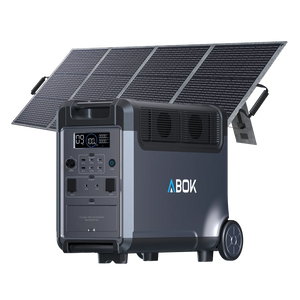 ABOK Ark3600 portable power station paired with a foldable 200W solar panel