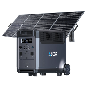 ABOK Ark3600 portable power station paired with a foldable 400W solar panel