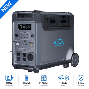 ABOK Ark3600 Expandable Power Station 3600W, 3840Wh LiFePO4 Battery Backup (Up to 11520Wh) for Whole Home, Blackouts & Hurricanes - ABOK