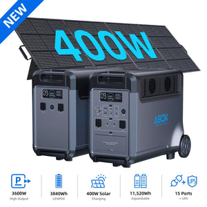 ABOK Ark3600 Expandable Power Station 3600W, 3840Wh LiFePO4 Battery Backup (Up to 11520Wh) for Whole Home, Blackouts & Hurricanes - ABOK