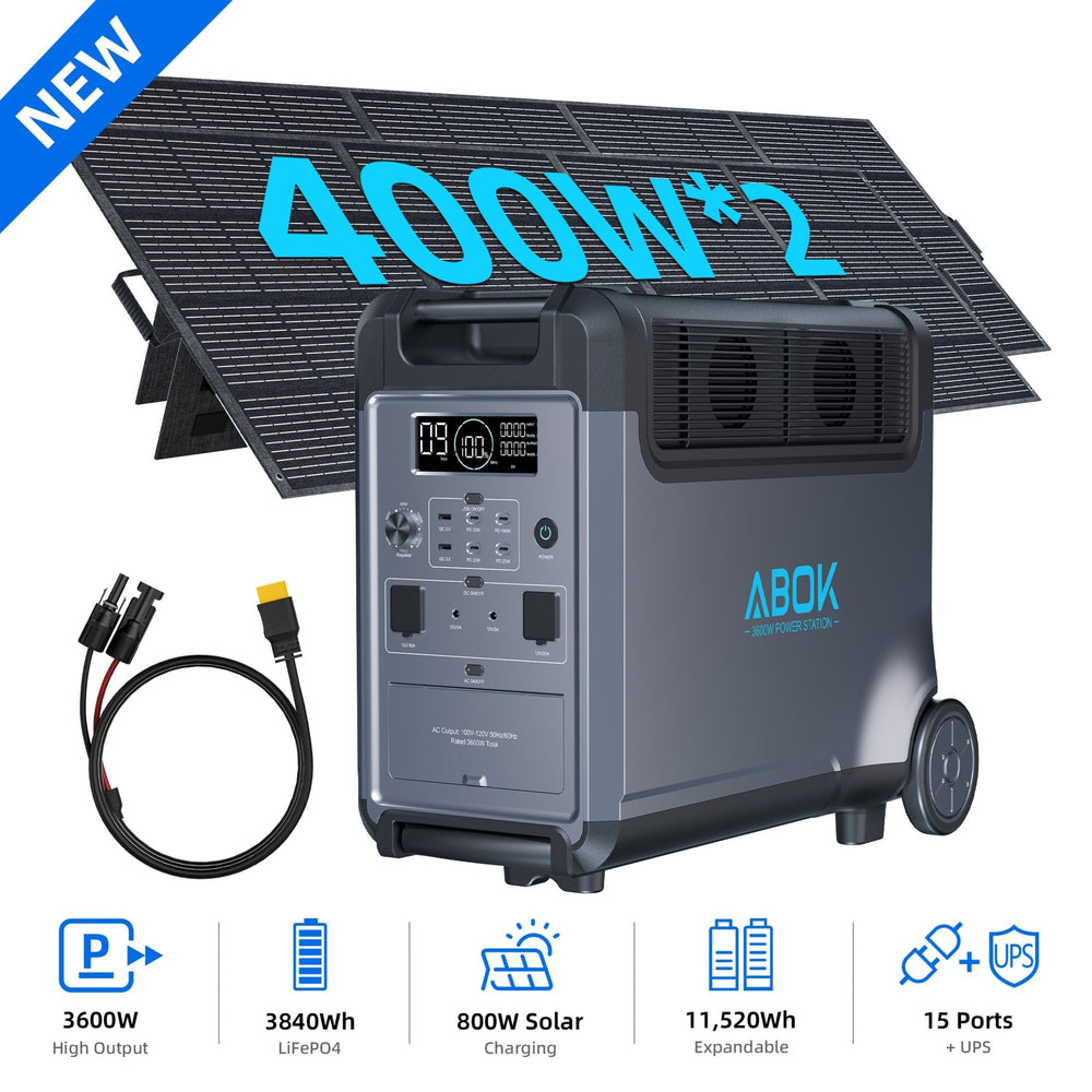 ABOK Ark3600 Expandable Power Station 3600W, 3840Wh LiFePO4 Battery Backup (Up to 11520Wh) for Whole Home, Blackouts & Hurricanes - ABOK