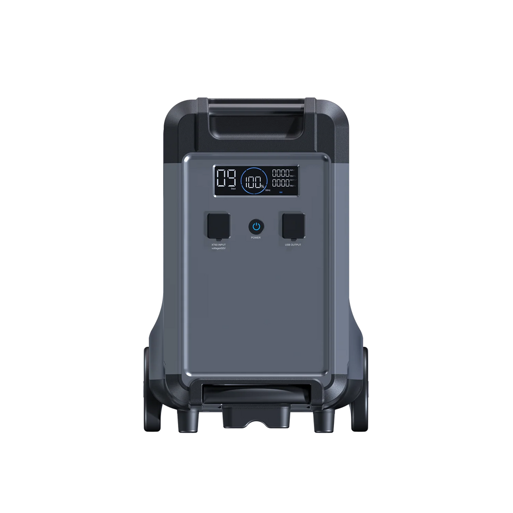 ABOK Ark3600 extra battery in a front product view with the display, charging input, USB ports, and handles.