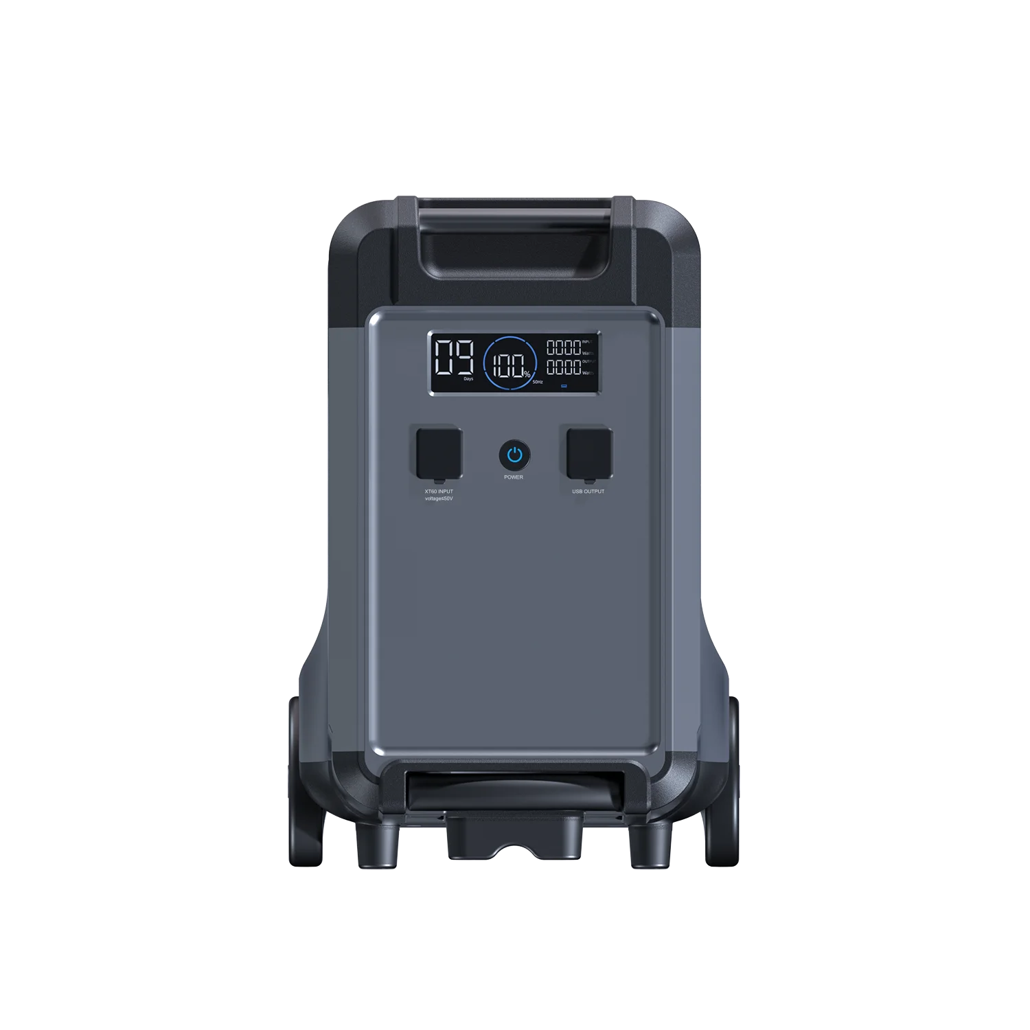 ABOK Ark3600 extra battery in a front product view with the display, charging input, USB ports, and handles.