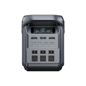 ABOK Elux 1 US-spec front view showing the display, USB ports and six AC outlets.